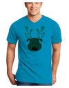 Cute Reindeer Face Christmas Adult V-Neck T-shirt-Mens V-Neck T-Shirt-TooLoud-Turquoise-Small-Davson Sales