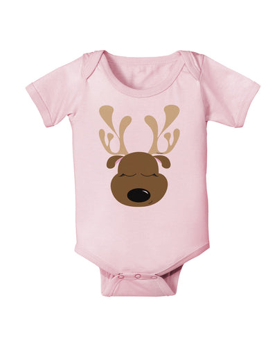 Cute Reindeer Face Christmas Baby Romper Bodysuit-Baby Romper-TooLoud-Light-Pink-06-Months-Davson Sales