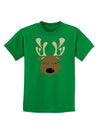 Cute Reindeer Face Christmas Childrens Dark T-Shirt-Childrens T-Shirt-TooLoud-Kelly-Green-X-Small-Davson Sales