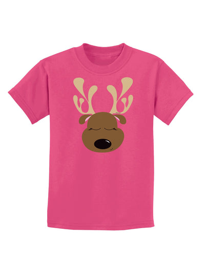 Cute Reindeer Face Christmas Childrens Dark T-Shirt-Childrens T-Shirt-TooLoud-Sangria-X-Small-Davson Sales