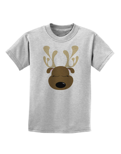 Cute Reindeer Face Christmas Childrens T-Shirt-Childrens T-Shirt-TooLoud-AshGray-X-Small-Davson Sales