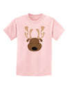 Cute Reindeer Face Christmas Childrens T-Shirt-Childrens T-Shirt-TooLoud-PalePink-X-Small-Davson Sales