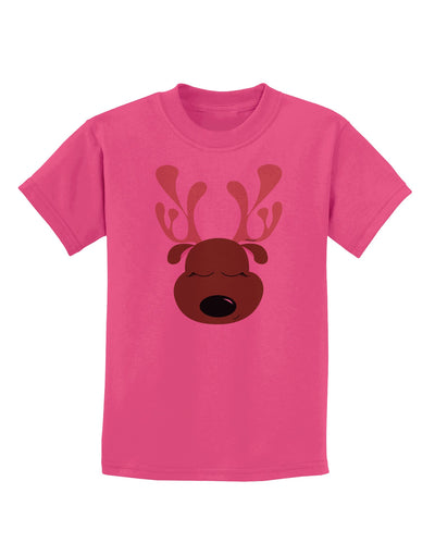 Cute Reindeer Face Christmas Childrens T-Shirt-Childrens T-Shirt-TooLoud-Sangria-X-Small-Davson Sales