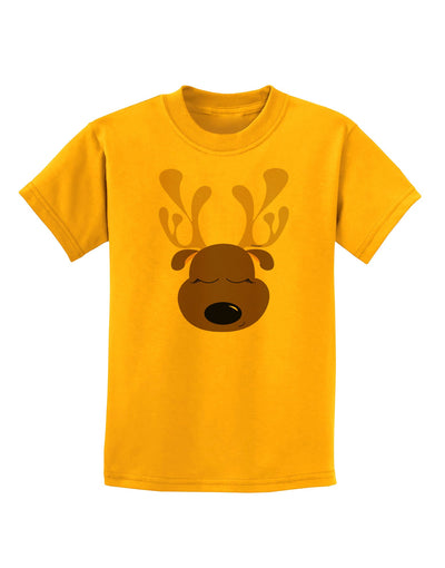 Cute Reindeer Face Christmas Childrens T-Shirt-Childrens T-Shirt-TooLoud-Gold-X-Small-Davson Sales