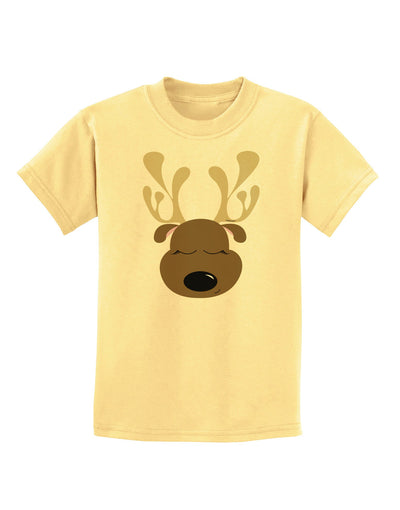 Cute Reindeer Face Christmas Childrens T-Shirt-Childrens T-Shirt-TooLoud-Daffodil-Yellow-X-Small-Davson Sales