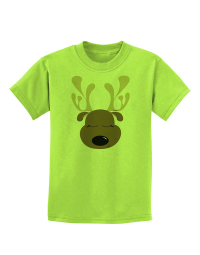 Cute Reindeer Face Christmas Childrens T-Shirt-Childrens T-Shirt-TooLoud-Lime-Green-X-Small-Davson Sales