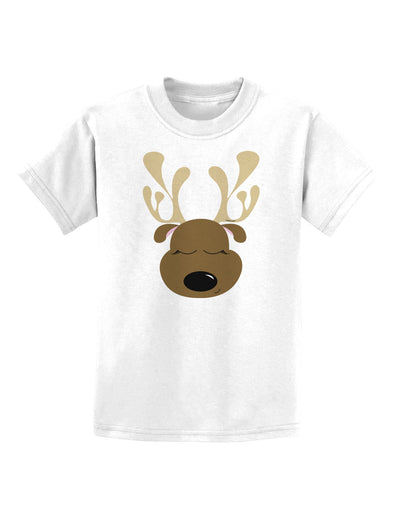 Cute Reindeer Face Christmas Childrens T-Shirt-Childrens T-Shirt-TooLoud-White-X-Small-Davson Sales