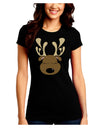 Cute Reindeer Face Christmas Juniors Crew Dark T-Shirt-T-Shirts Juniors Tops-TooLoud-Black-Juniors Fitted Small-Davson Sales