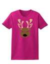 Cute Reindeer Face Christmas Womens Dark T-Shirt-TooLoud-Hot-Pink-Small-Davson Sales