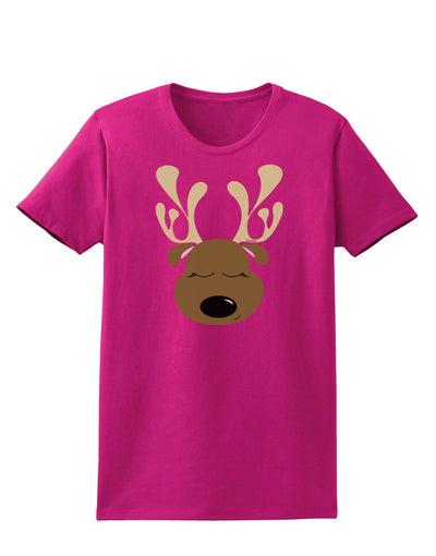 Cute Reindeer Face Christmas Womens Dark T-Shirt-TooLoud-Hot-Pink-Small-Davson Sales