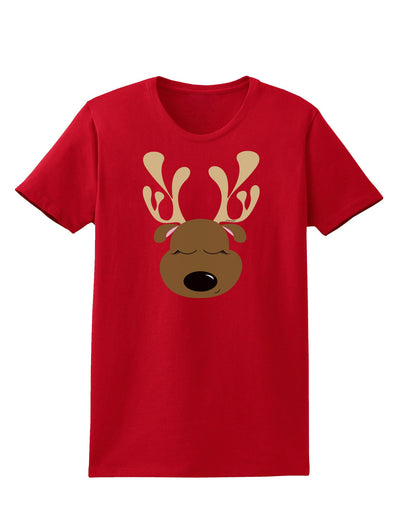 Cute Reindeer Face Christmas Womens Dark T-Shirt-TooLoud-Red-X-Small-Davson Sales