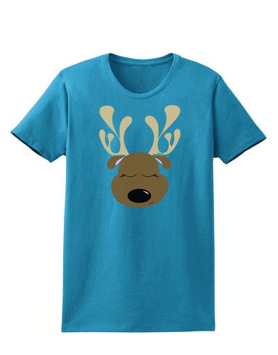 Cute Reindeer Face Christmas Womens Dark T-Shirt-TooLoud-Turquoise-X-Small-Davson Sales