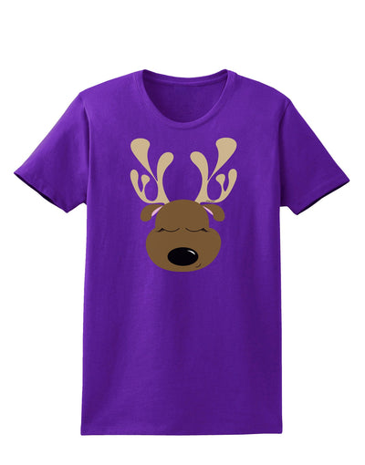 Cute Reindeer Face Christmas Womens Dark T-Shirt-TooLoud-Purple-X-Small-Davson Sales