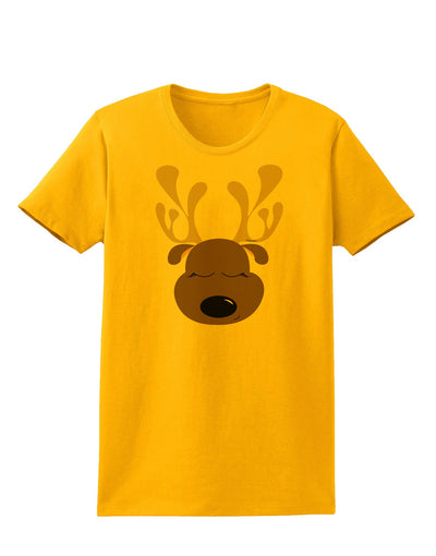 Cute Reindeer Face Christmas Womens T-Shirt-Womens T-Shirt-TooLoud-Gold-X-Small-Davson Sales