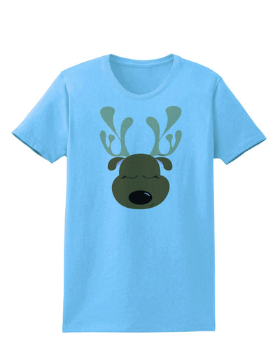 Cute Reindeer Face Christmas Womens T-Shirt-Womens T-Shirt-TooLoud-Aquatic-Blue-X-Small-Davson Sales