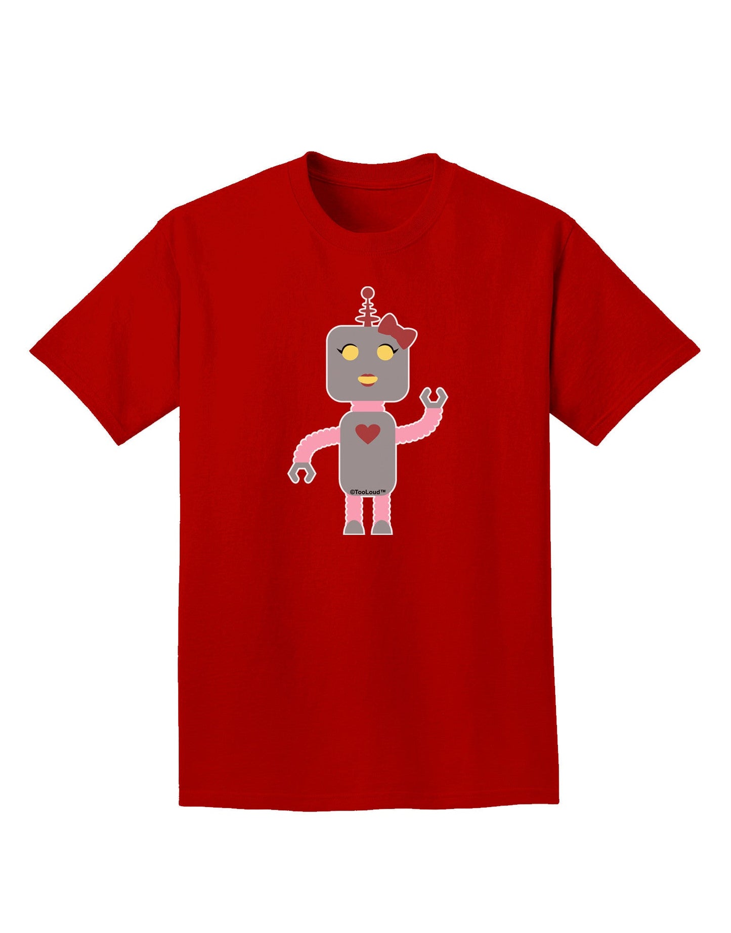 Cute Robot Female Adult Dark T-Shirt-Mens T-Shirt-TooLoud-Red-Small-Davson Sales