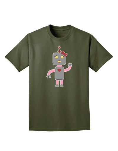 Cute Robot Female Adult Dark T-Shirt-Mens T-Shirt-TooLoud-Military-Green-Small-Davson Sales