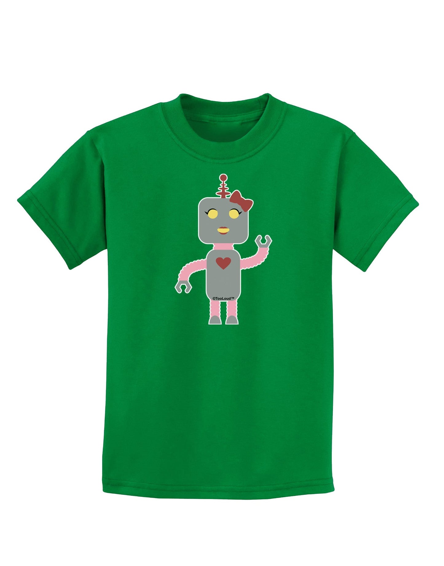 Cute Robot Female Childrens Dark T-Shirt-Childrens T-Shirt-TooLoud-Kelly-Green-X-Small-Davson Sales