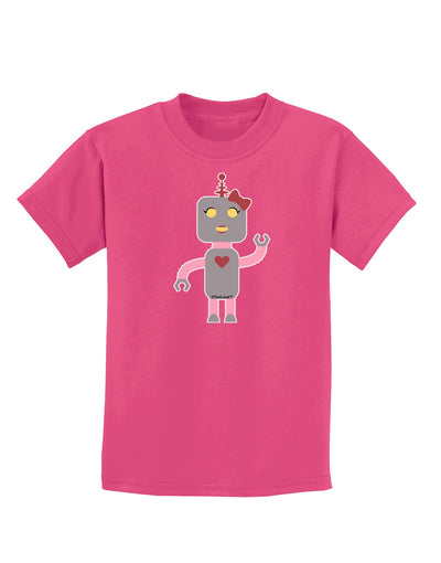 Cute Robot Female Childrens Dark T-Shirt-Childrens T-Shirt-TooLoud-Sangria-X-Small-Davson Sales