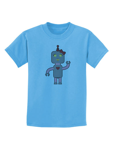 Cute Robot Female Childrens T-Shirt-Childrens T-Shirt-TooLoud-Aquatic-Blue-X-Small-Davson Sales