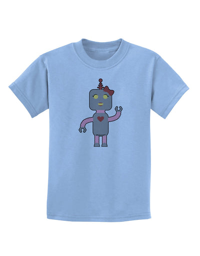 Cute Robot Female Childrens T-Shirt-Childrens T-Shirt-TooLoud-Light-Blue-X-Small-Davson Sales