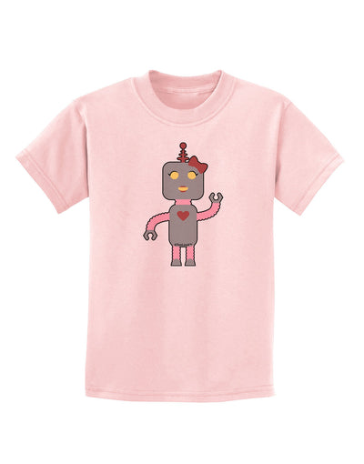 Cute Robot Female Childrens T-Shirt-Childrens T-Shirt-TooLoud-PalePink-X-Small-Davson Sales