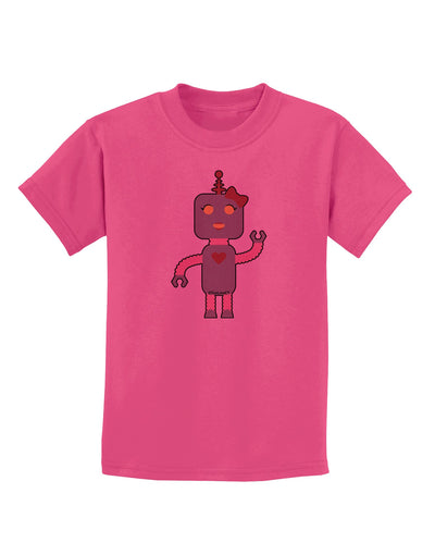 Cute Robot Female Childrens T-Shirt-Childrens T-Shirt-TooLoud-Sangria-X-Small-Davson Sales