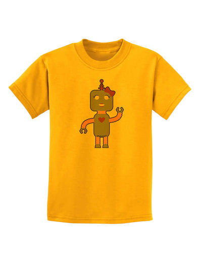 Cute Robot Female Childrens T-Shirt-Childrens T-Shirt-TooLoud-Gold-X-Small-Davson Sales