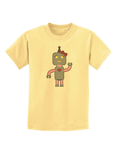 Cute Robot Female Childrens T-Shirt-Childrens T-Shirt-TooLoud-Daffodil-Yellow-X-Small-Davson Sales