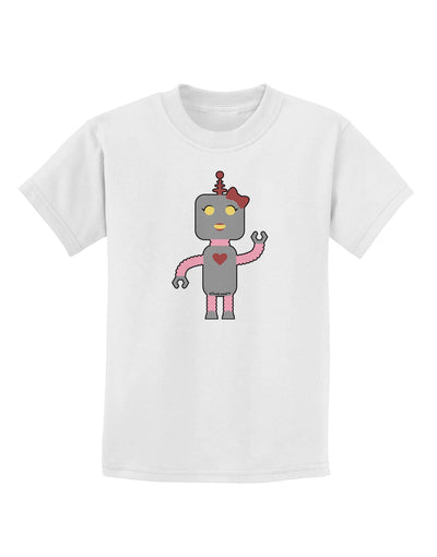 Cute Robot Female Childrens T-Shirt-Childrens T-Shirt-TooLoud-White-X-Small-Davson Sales