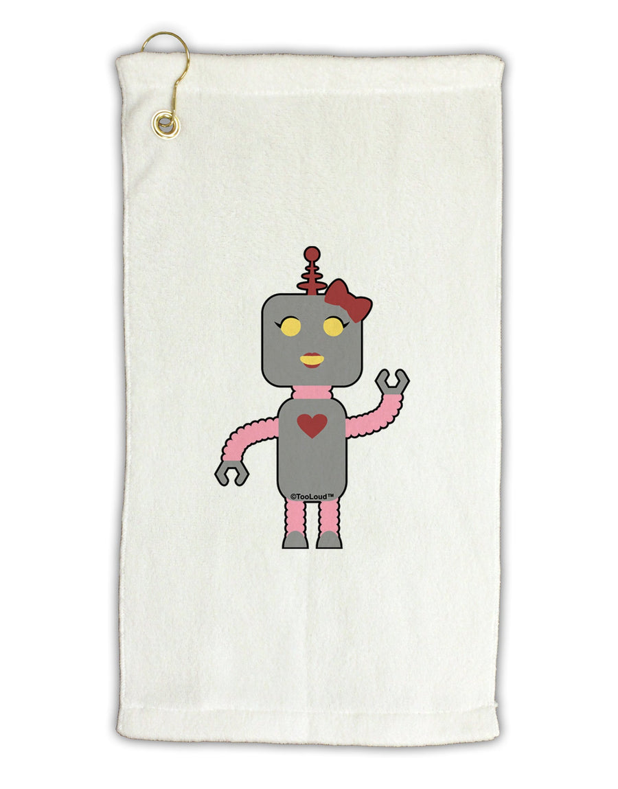 Cute Robot Female Micro Terry Gromet Golf Towel 16 x 25 inch by TooLoud-Golf Towel-TooLoud-White-Davson Sales