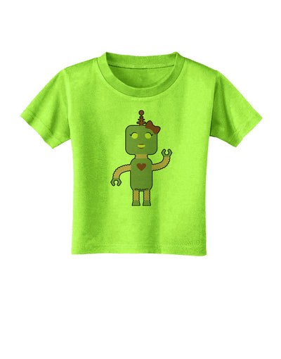 Cute Robot Female Toddler T-Shirt-Toddler T-Shirt-TooLoud-Lime-Green-2T-Davson Sales