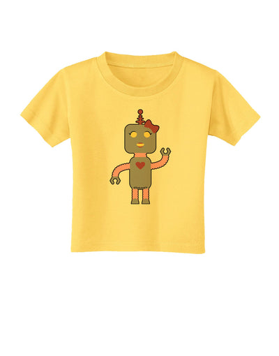 Cute Robot Female Toddler T-Shirt-Toddler T-Shirt-TooLoud-Yellow-2T-Davson Sales