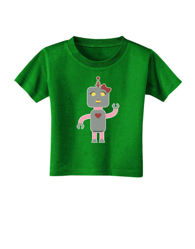 Cute Robot Female Toddler T-Shirt Dark-Toddler T-Shirt-TooLoud-Clover-Green-2T-Davson Sales