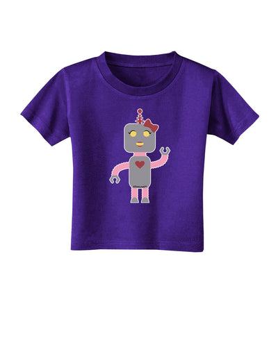 Cute Robot Female Toddler T-Shirt Dark-Toddler T-Shirt-TooLoud-Purple-2T-Davson Sales