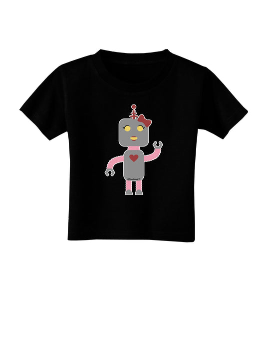 Cute Robot Female Toddler T-Shirt Dark-Toddler T-Shirt-TooLoud-Black-2T-Davson Sales