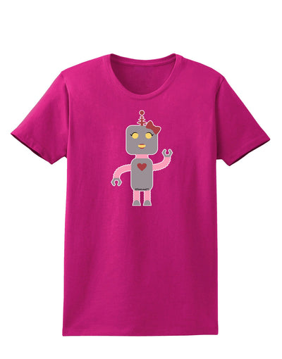 Cute Robot Female Womens Dark T-Shirt-TooLoud-Hot-Pink-Small-Davson Sales