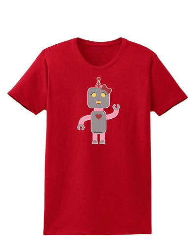 Cute Robot Female Womens Dark T-Shirt-TooLoud-Red-X-Small-Davson Sales