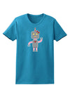 Cute Robot Female Womens Dark T-Shirt-TooLoud-Turquoise-X-Small-Davson Sales