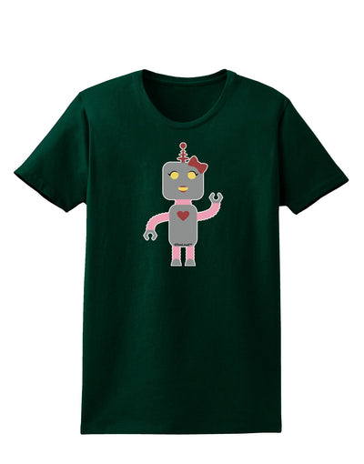 Cute Robot Female Womens Dark T-Shirt-TooLoud-Forest-Green-Small-Davson Sales