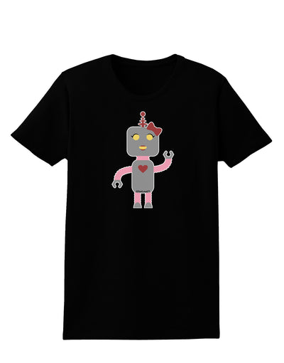 Cute Robot Female Womens Dark T-Shirt-TooLoud-Black-X-Small-Davson Sales