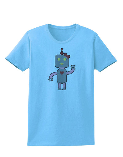 Cute Robot Female Womens T-Shirt-Womens T-Shirt-TooLoud-Aquatic-Blue-X-Small-Davson Sales