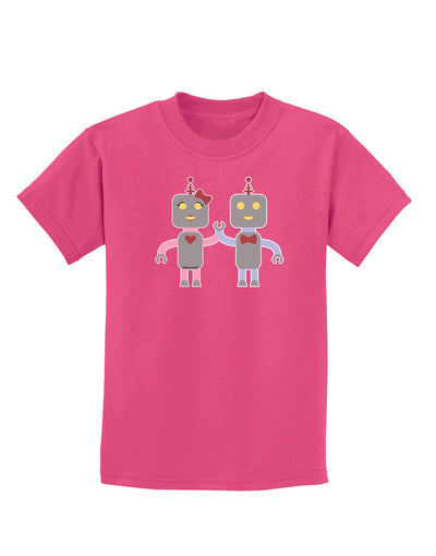 Cute Robot Love Childrens Dark T-Shirt-Childrens T-Shirt-TooLoud-Sangria-X-Small-Davson Sales