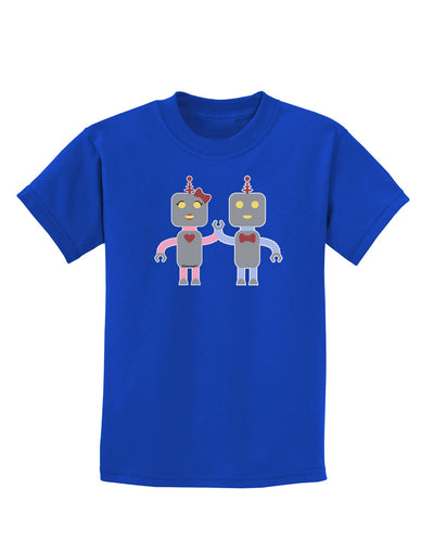 Cute Robot Love Childrens Dark T-Shirt-Childrens T-Shirt-TooLoud-Royal-Blue-X-Small-Davson Sales