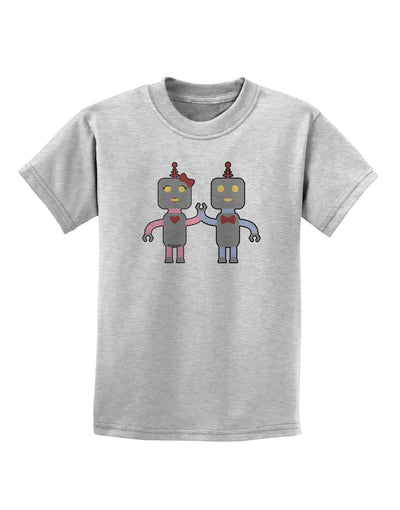 Cute Robot Love Childrens T-Shirt-Childrens T-Shirt-TooLoud-AshGray-X-Small-Davson Sales