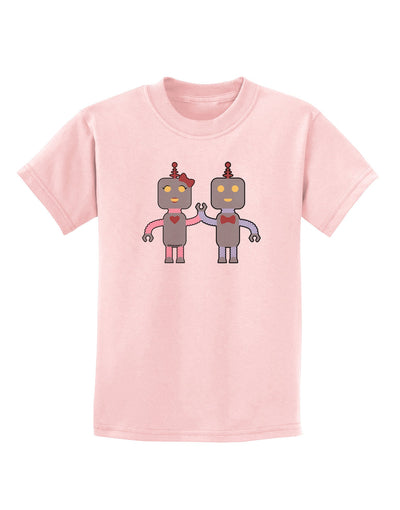 Cute Robot Love Childrens T-Shirt-Childrens T-Shirt-TooLoud-PalePink-X-Small-Davson Sales