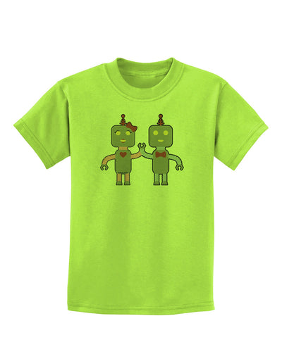 Cute Robot Love Childrens T-Shirt-Childrens T-Shirt-TooLoud-Lime-Green-X-Small-Davson Sales