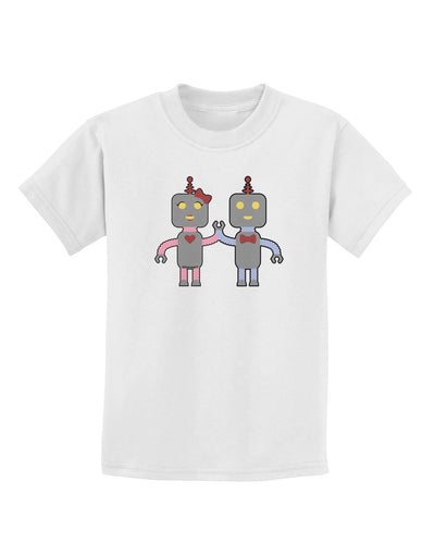 Cute Robot Love Childrens T-Shirt-Childrens T-Shirt-TooLoud-White-X-Small-Davson Sales