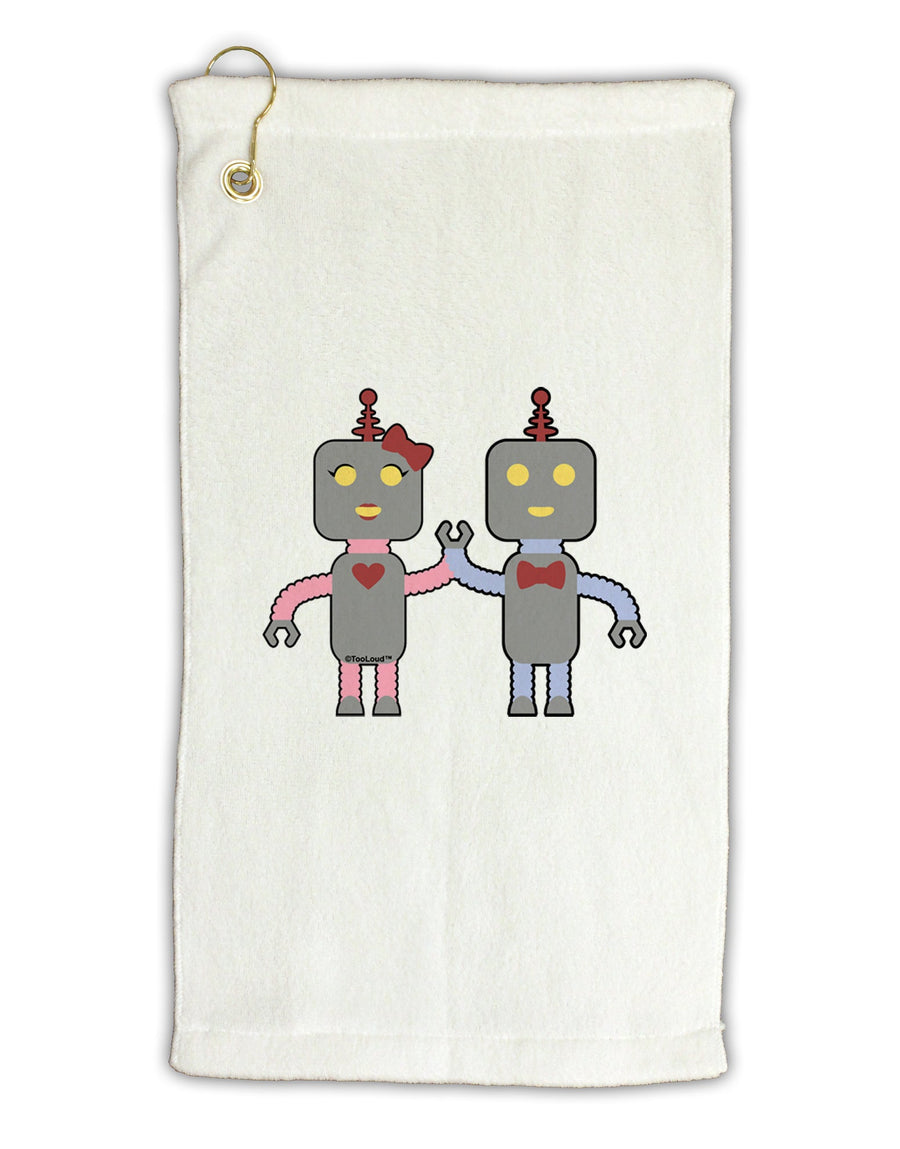 Cute Robot Love Micro Terry Gromet Golf Towel 16 x 25 inch by TooLoud-Golf Towel-TooLoud-White-Davson Sales