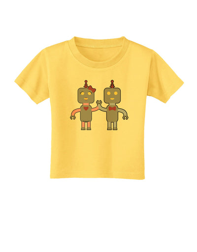 Cute Robot Love Toddler T-Shirt-Toddler T-Shirt-TooLoud-Yellow-2T-Davson Sales